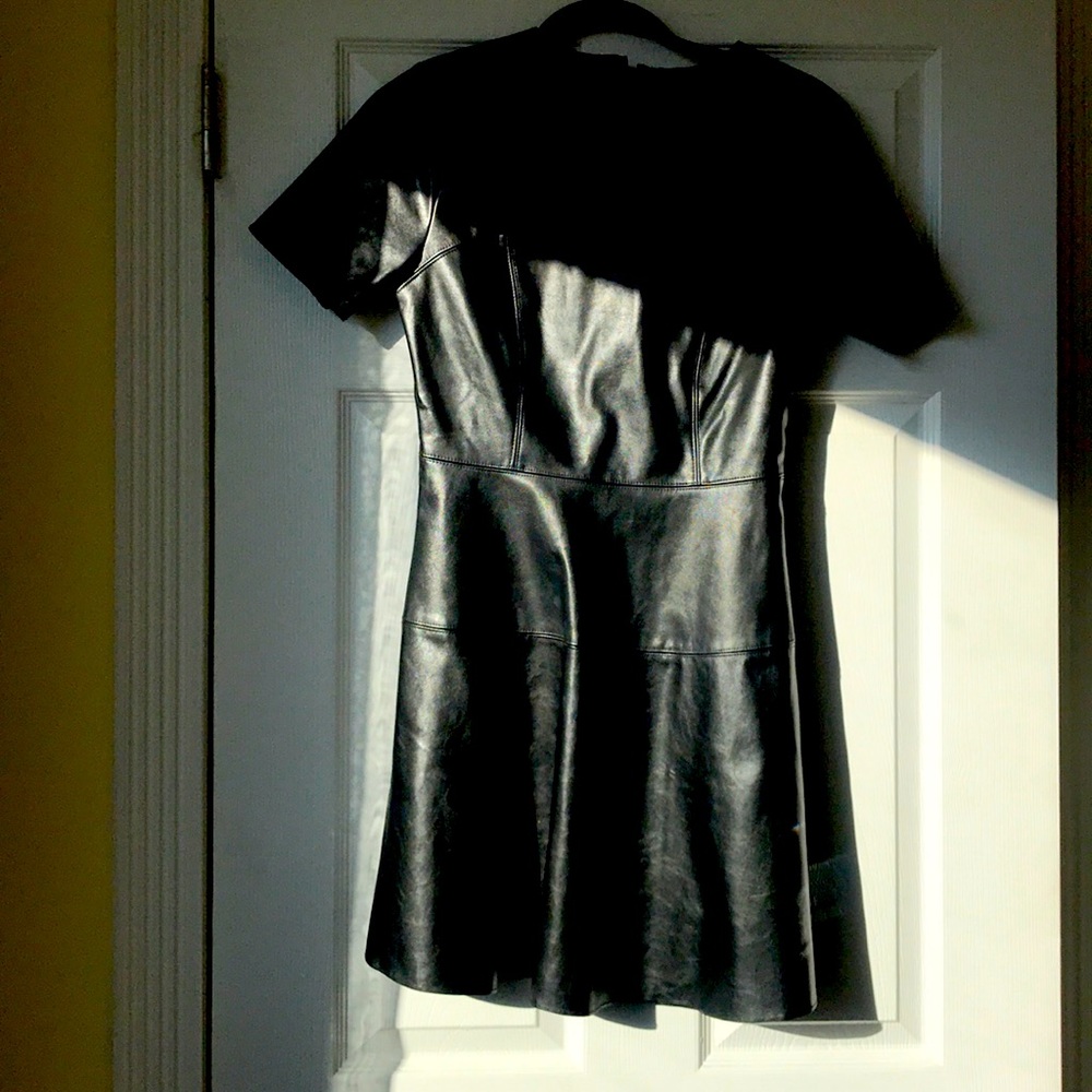 Faux leather black dress